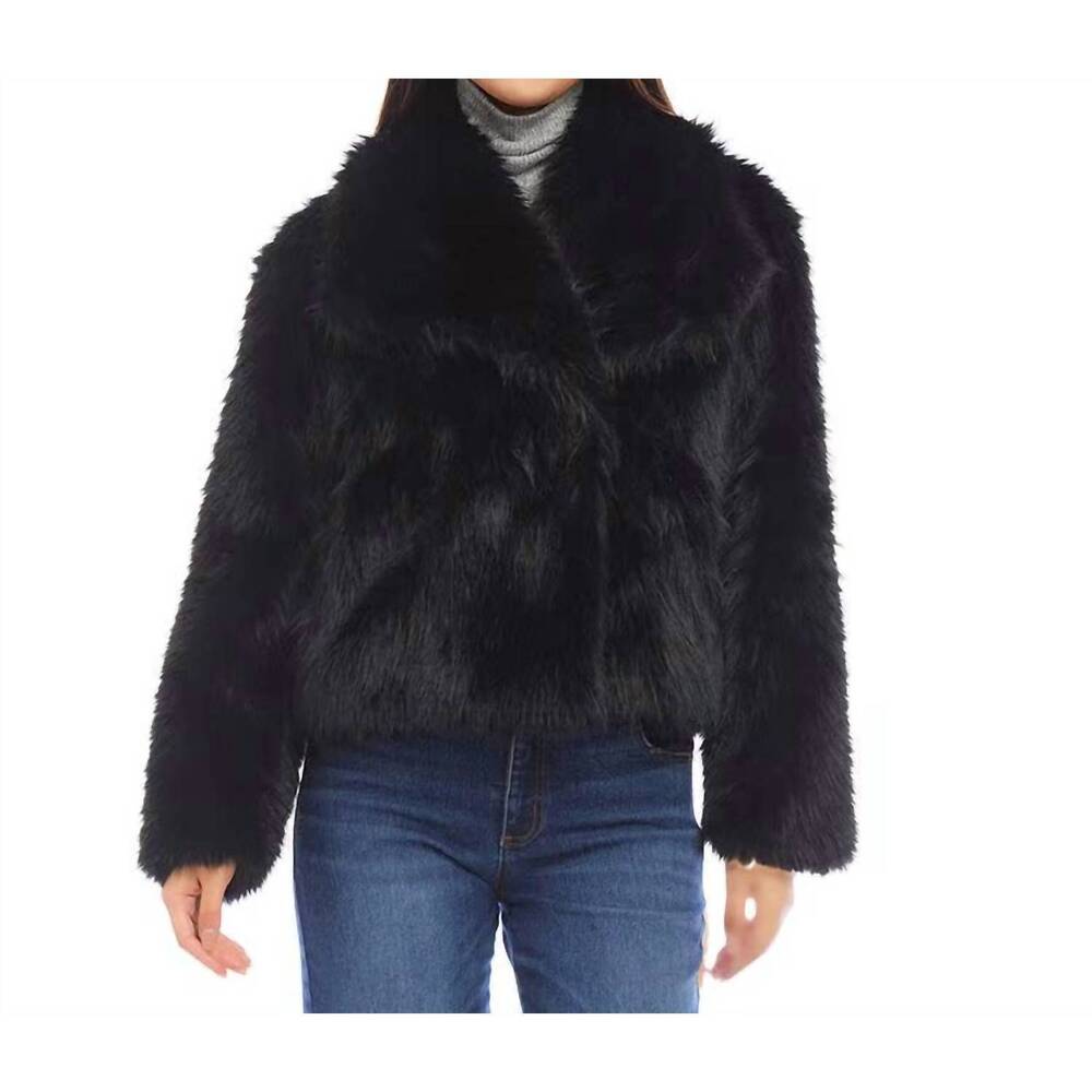 NEW KAREN KANE flanna faux fur coat in black - Picture 1 of 4